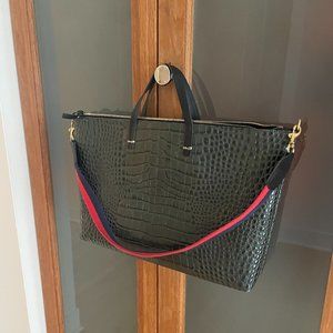 Clare V. Le Zip Sac - Green Croco with